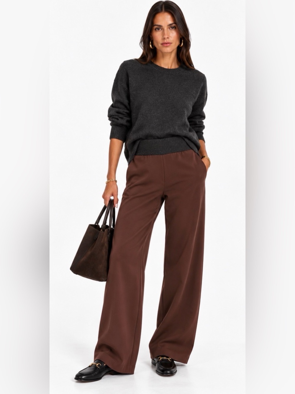 WeWoreWhat x Revolve Low Rise V Pant Suiting Twill in Cacao Black